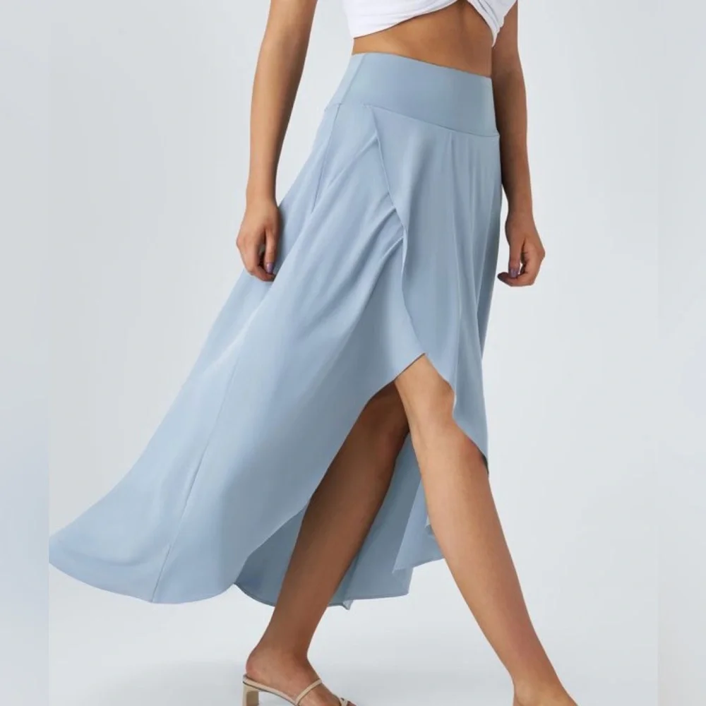 NWT Halara Breezeful High Waisted High Low Ruffle 2-in-1 Flowy Maxi Skirt. X-Lrg